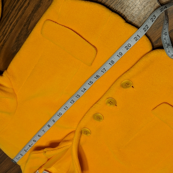Vintage Yellow Cropped Fleece Jacket Medium Vibrant Express - Picture 6 of 8
